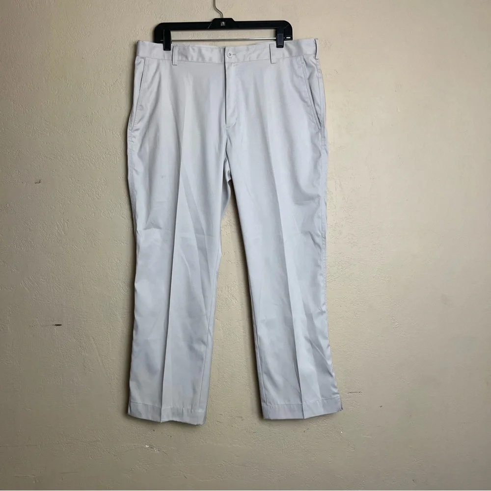 Nike Golf Dri Fit Pants Men's 36x30 Flat Front Golf Beige Polyester‎ Spandex